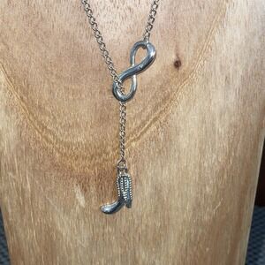 Infinity Cowboy Boot Cowgirl Country Western Ranch Girl Gift Lariat Necklace